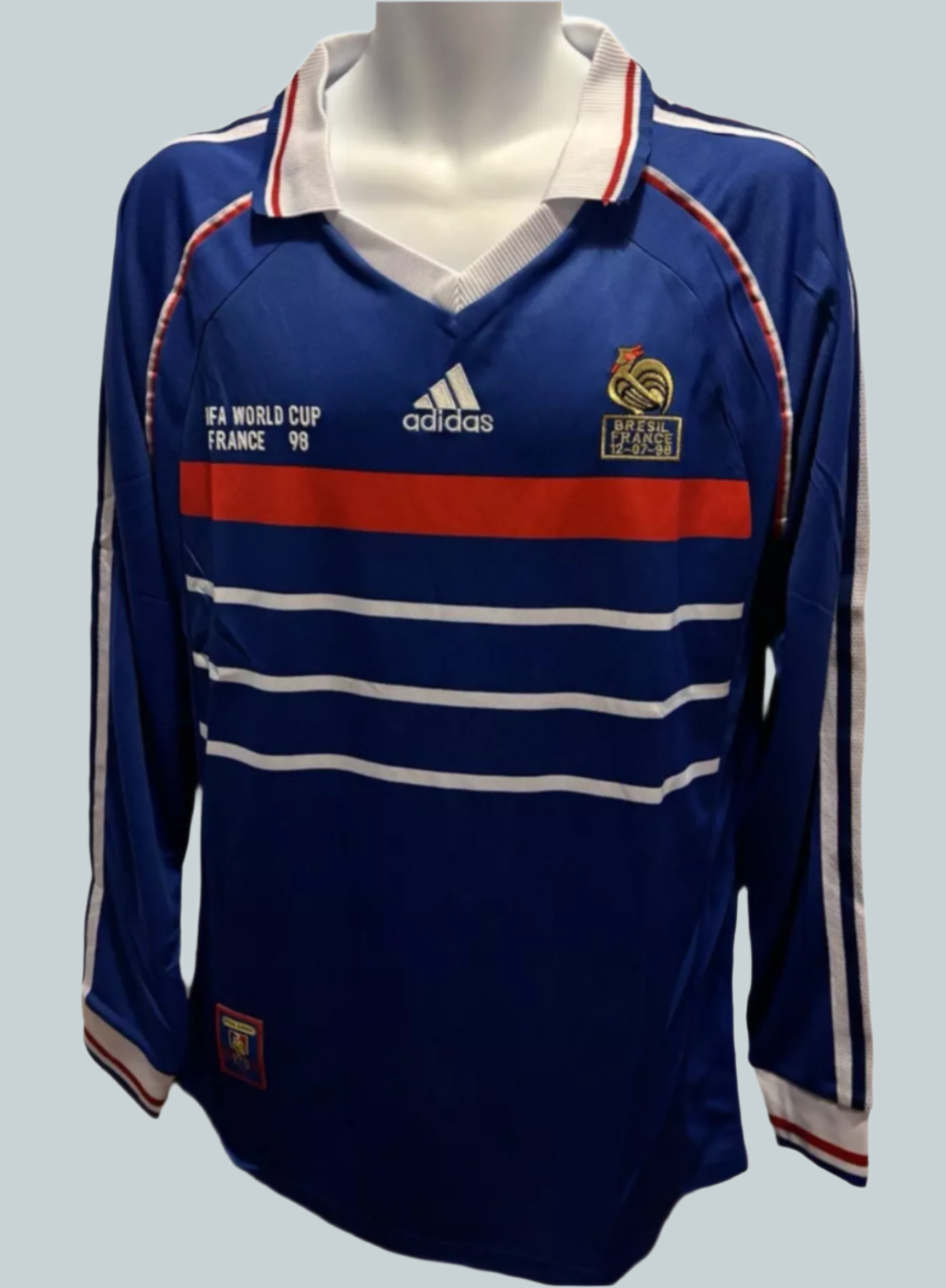 Classic football shirt France world cup 1998 long sleeve blue home shirt